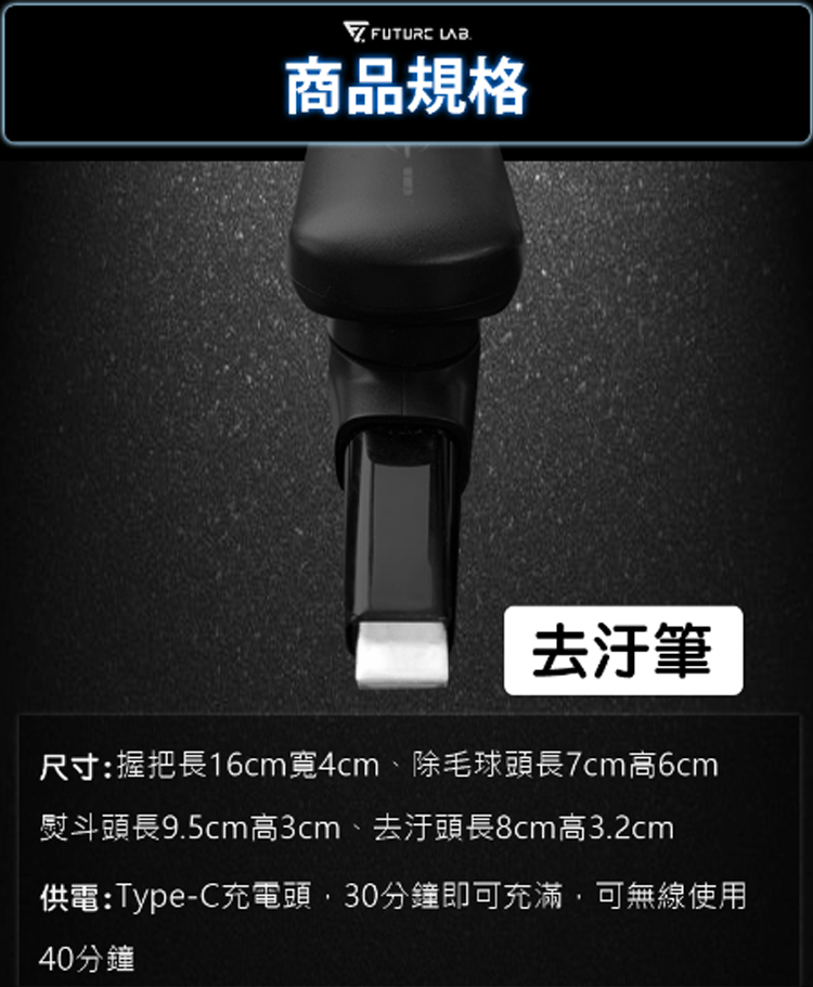 熨斗頭長9.5cm高3cm、去汗頭長8cm高3.2cm