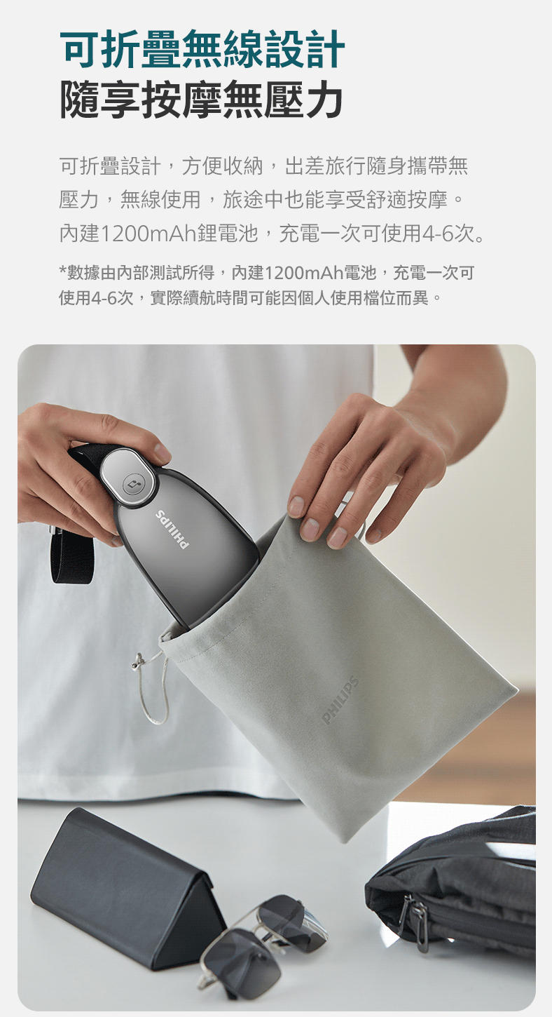 數據由內部測試所得,內建1200mAh電池,充電一次可