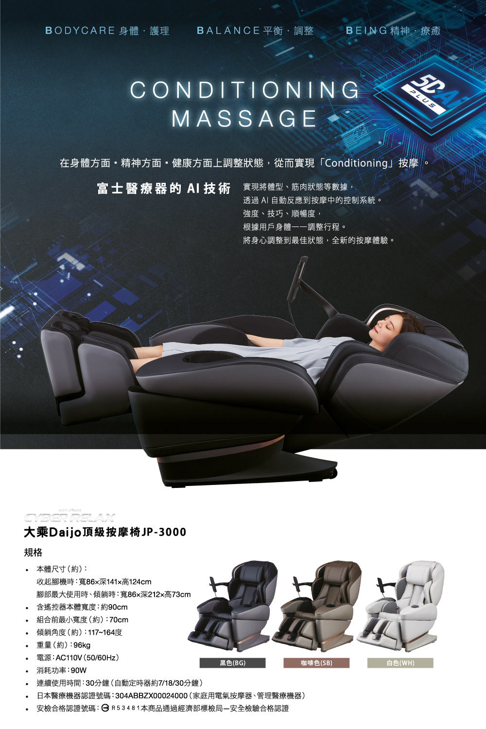 日本醫療機器認證號碼304ABBZX00024000家庭用電氣按摩器、管理醫療機器
