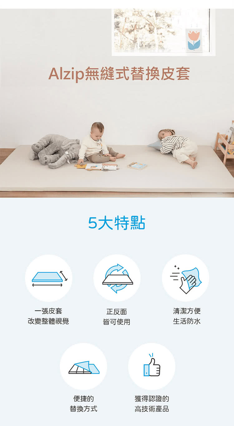 Alzipmat - 韓國無縫式地墊替換皮套-SG系列(銀河灰)