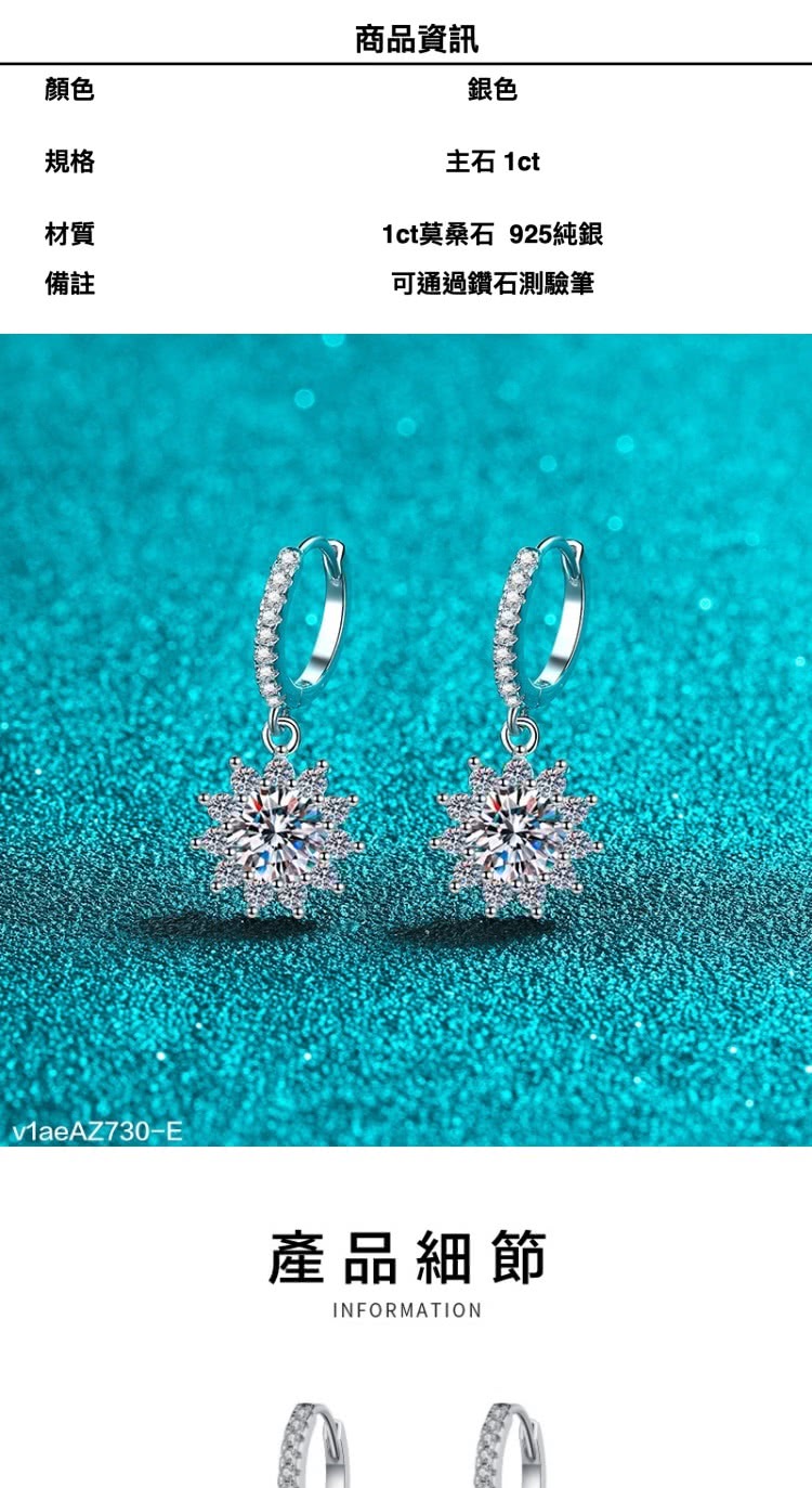 1ct莫桑石 925純銀