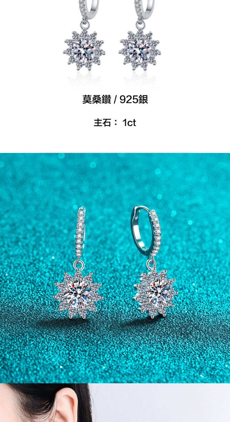 莫桑鑽  925銀 主石 1ct 