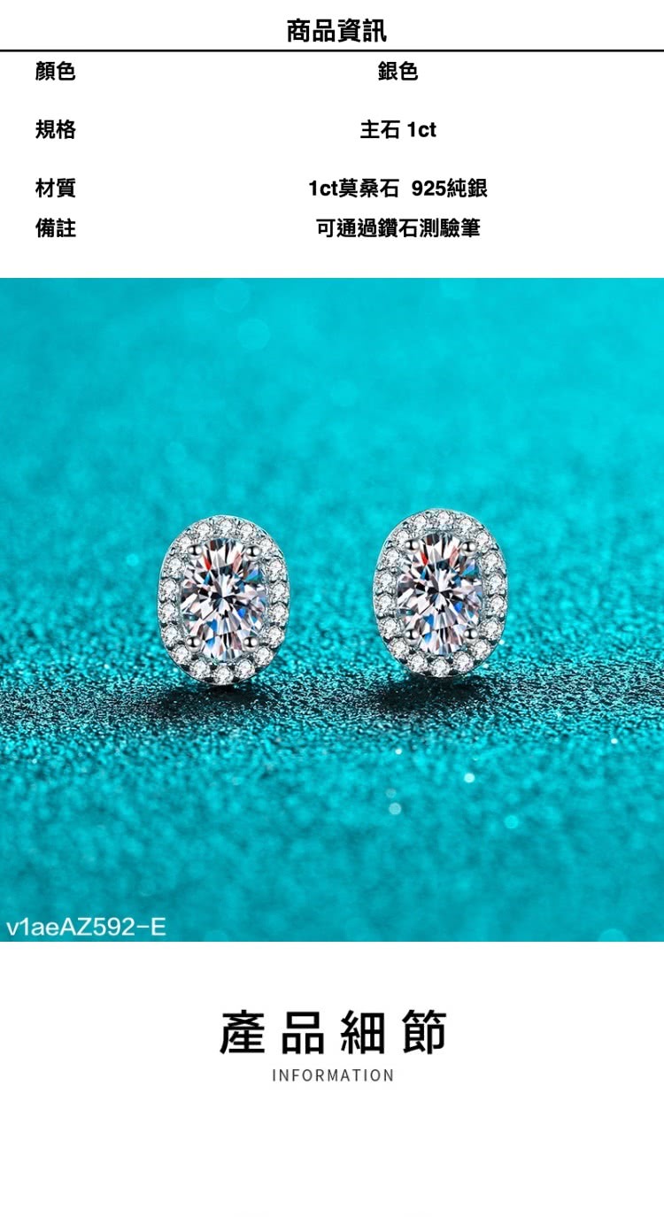 1ct莫桑石 925純銀