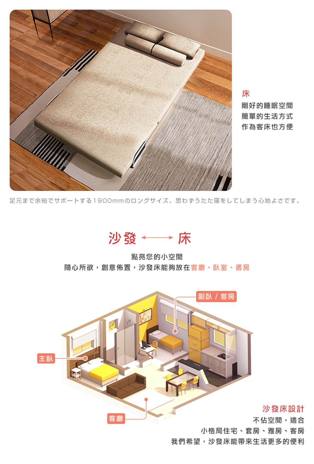 隨心所欲,創意佈置,沙發床能夠放在客廳、臥室、書房