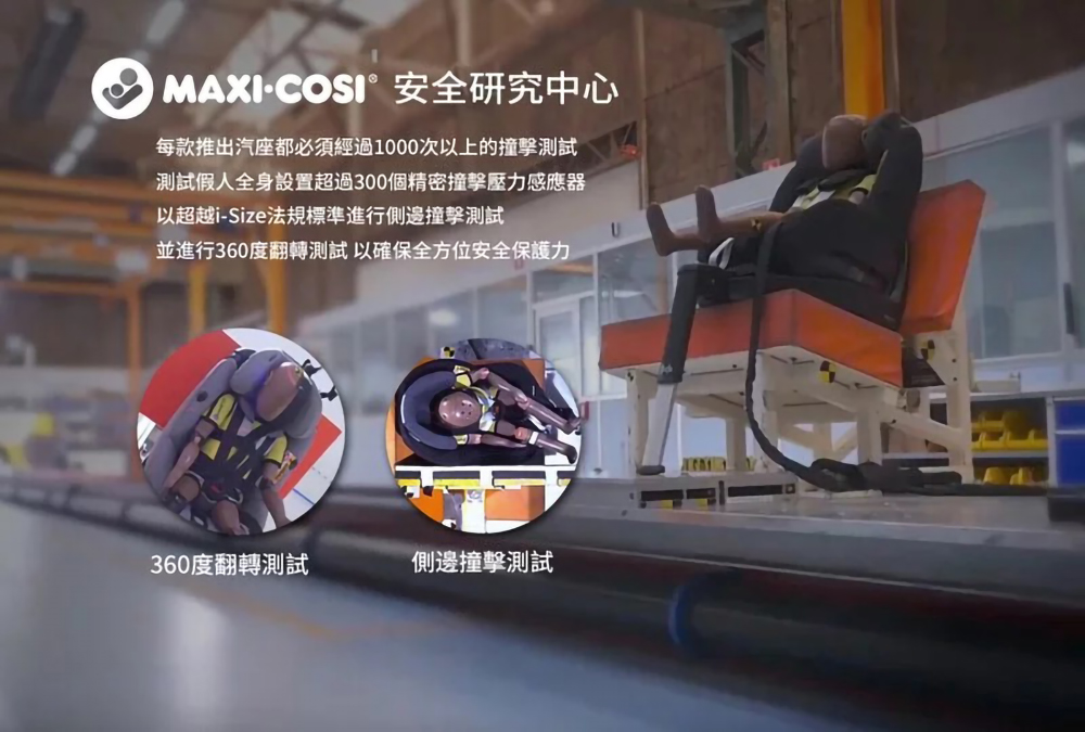 每款推出汽座都必須經過1000次以上的撞擊測試