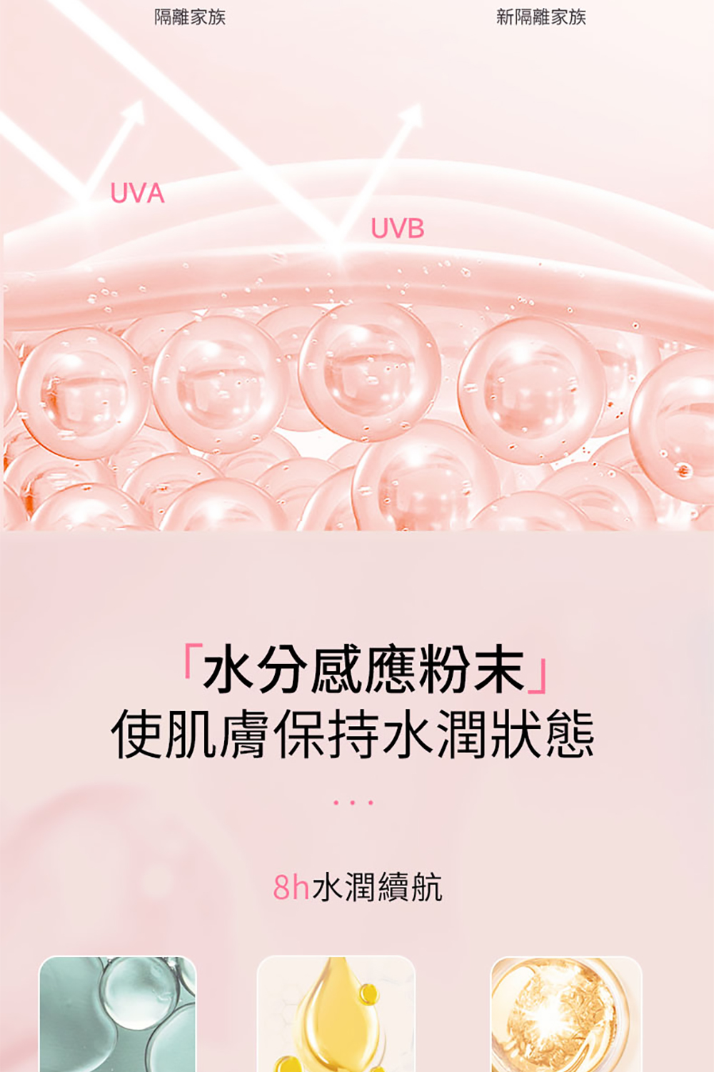 隔離家族 新隔離家族 水分感應粉末 使肌膚保持水潤狀態 8h水潤續航 