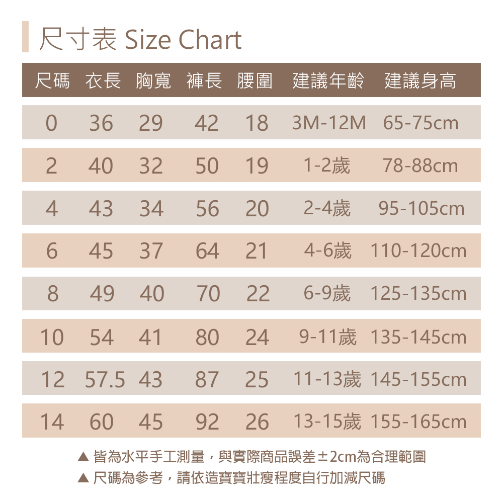 皆為水平手工測量,與實際商品誤差2cm為合理範圍