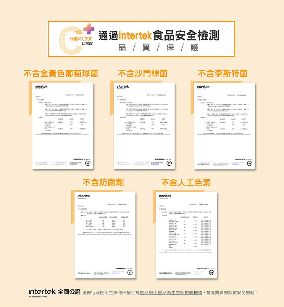 intertek 全國公證 獲得行政院衛生福利部核定為食品與化粧品衛生委託檢驗機構,為消費者的飲食安全把關。