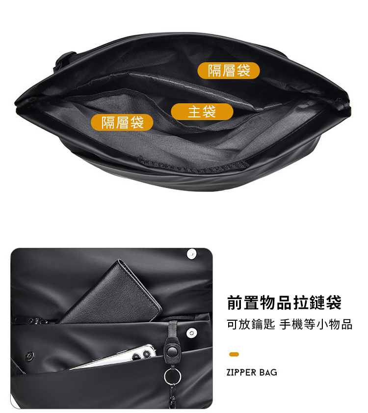 隔層袋 隔層袋 主袋 前置物品拉鏈袋 可放鑰匙 手機等小物品 