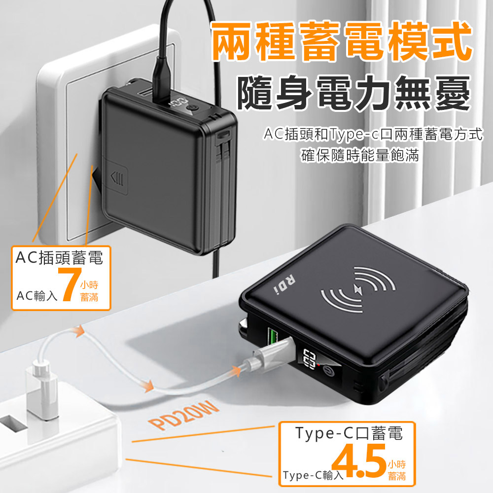 AC插頭和Typec口兩種蓄電方式