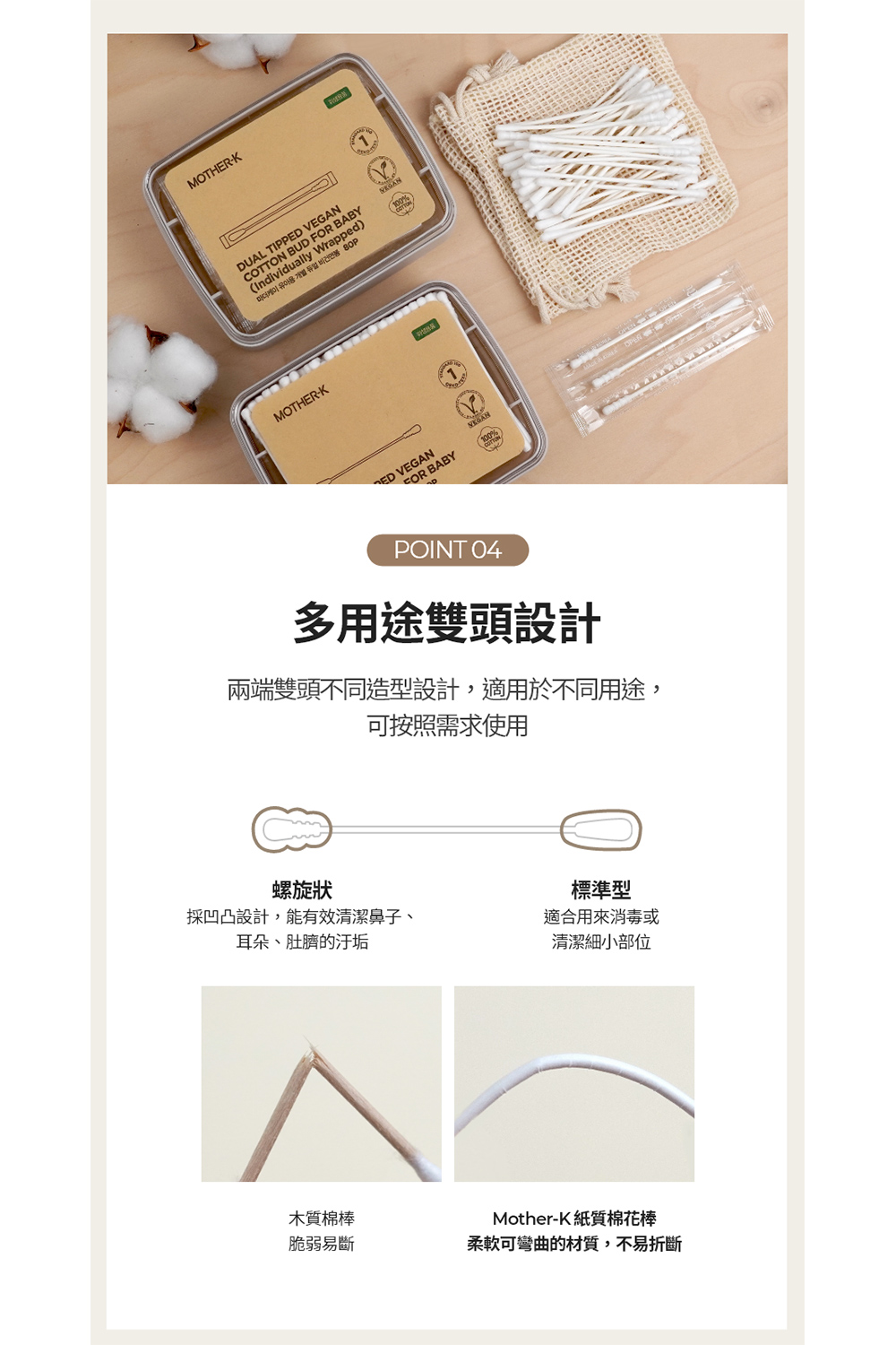 兩端雙頭不同造型設計,適用於不同用途,