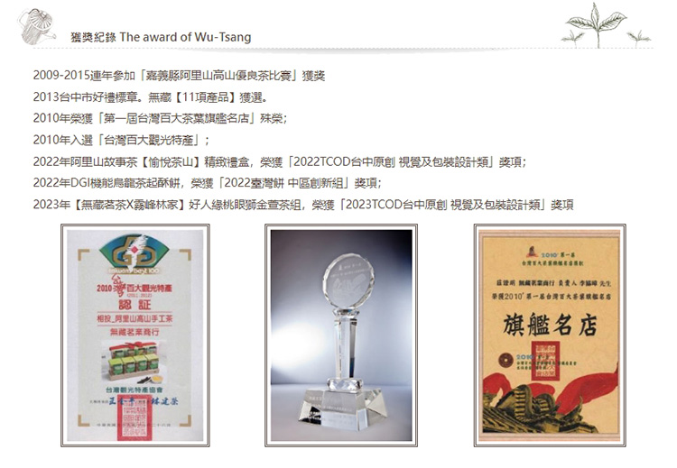 2023年無藏茗茶X霧峰林家好人緣桃眼獅金萱茶組,榮獲2023TCOD台中原創視覺及包裝設計類獎項