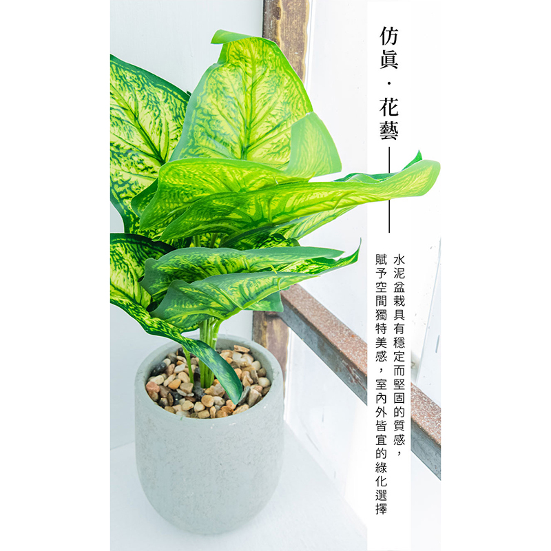 仿眞.花藝 水泥盆栽具有穩定而堅固的質感, 賦予空間獨特美感,室内外皆宜的綠化選擇 