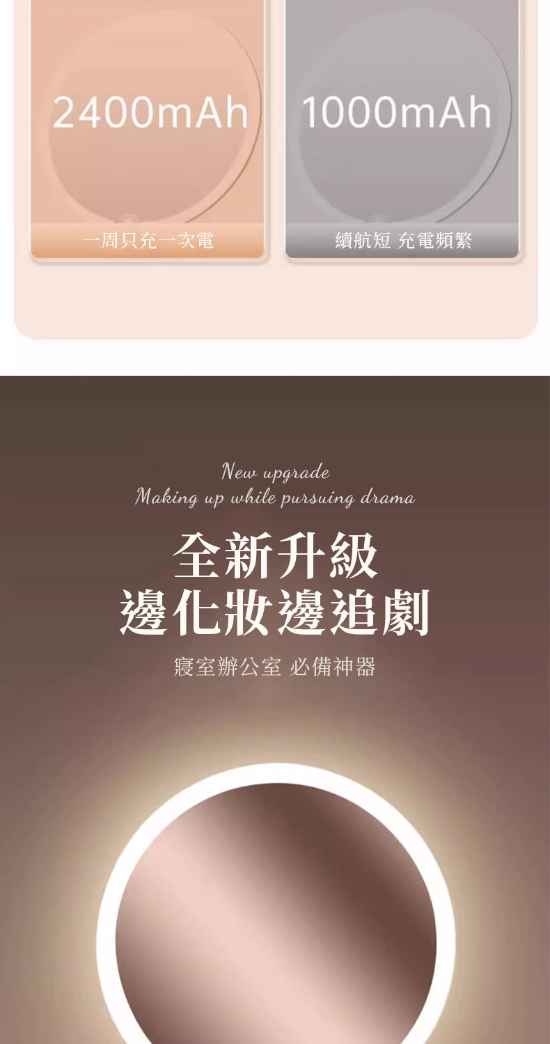 一周只充一次電 續航短 充電頻繁 全新升級 邊化妝邊追劇 寢室辦公室 必備神器 
