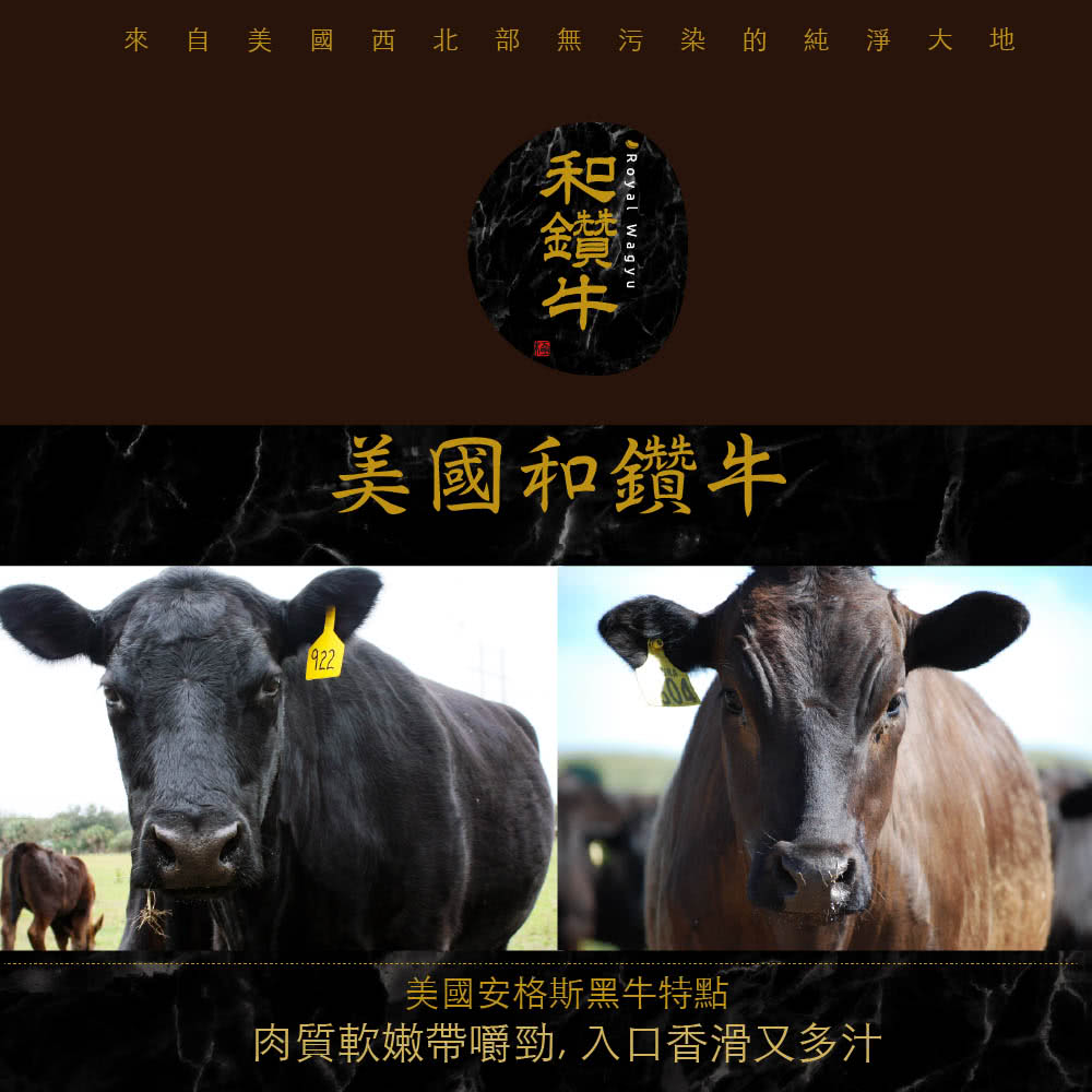 來自美國西北部無污染的純淨大地 和鑽牛 美國和鑽牛 美國安格斯黑牛特點 肉質軟嫩帶嚼勁, 入口香滑又多汁 