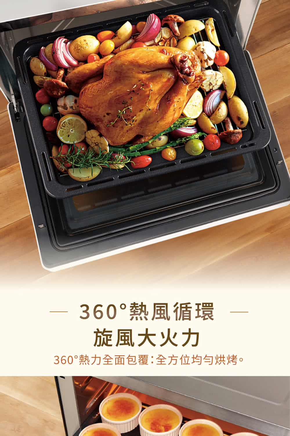 360熱風循環 旋風大火力 360熱力全面包覆全方位均勻烘烤。