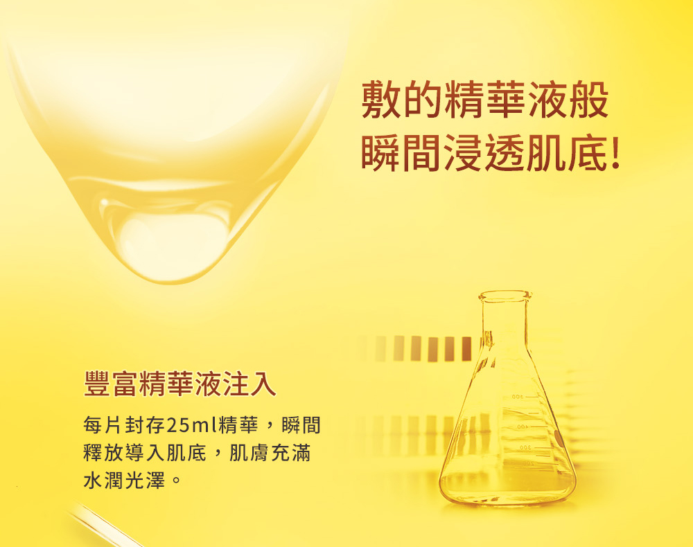 每片封存25ml精華,瞬間