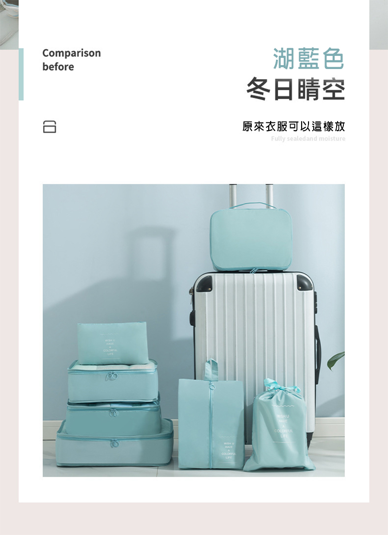 台灣 太力 任選2組-7件套組斜紋加厚旅行行李收納袋(多種尺