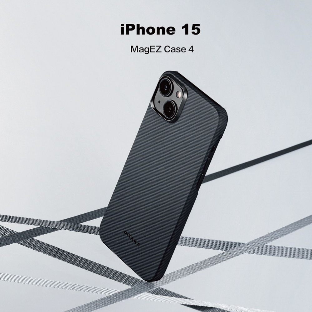 PITAKA iPhone15 Pro 航太纖維磁吸手機殼黑