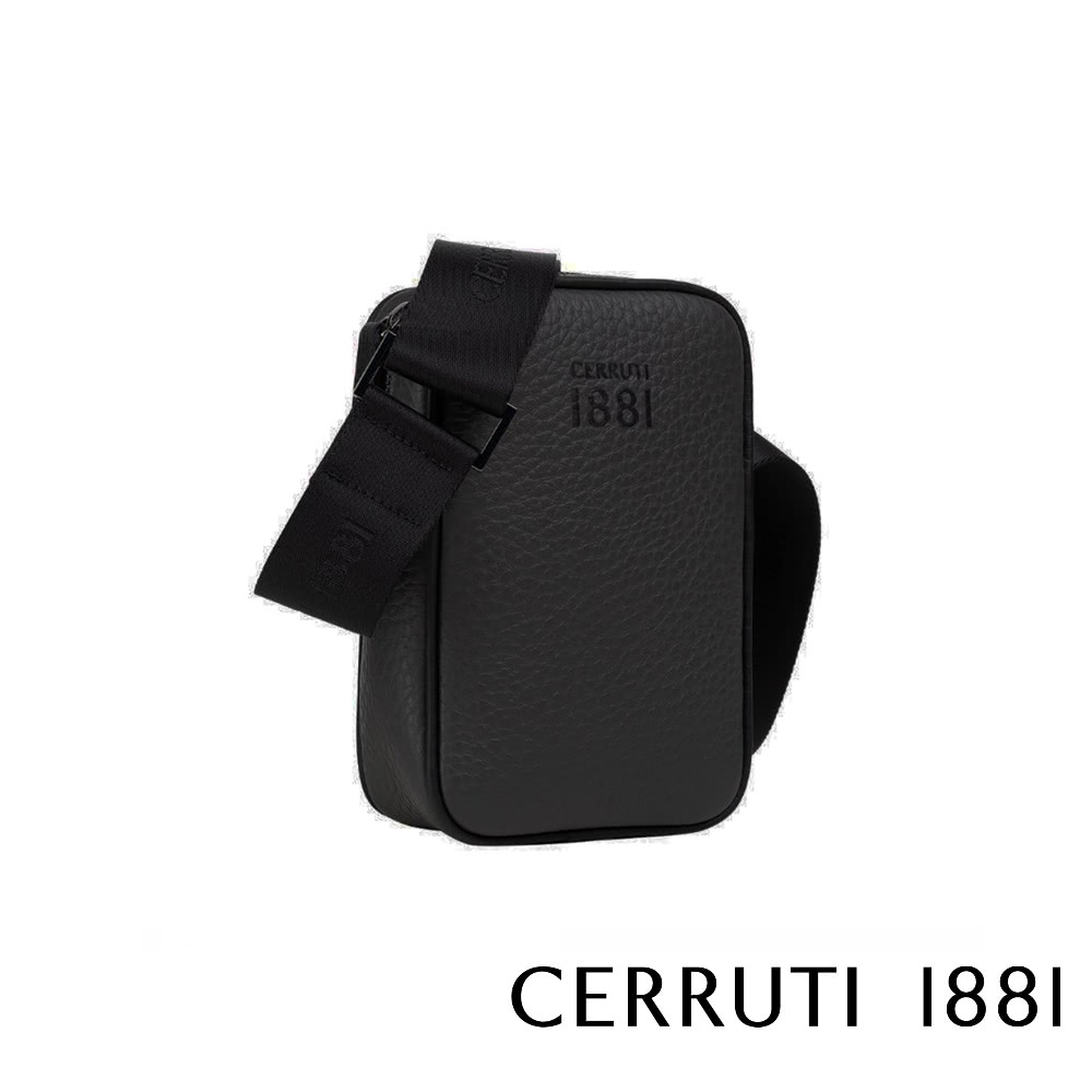 Cerruti 1881 頂級義大利小牛皮肩背包(黑色 CE