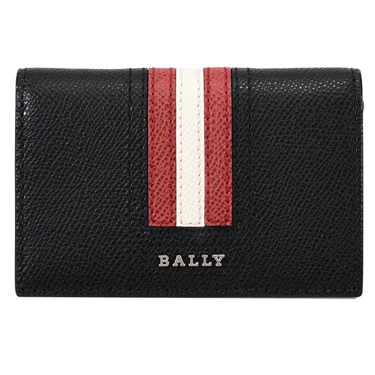 BALLY 經典條紋拼接牛皮信用卡名片證件收納包(黑) 推薦