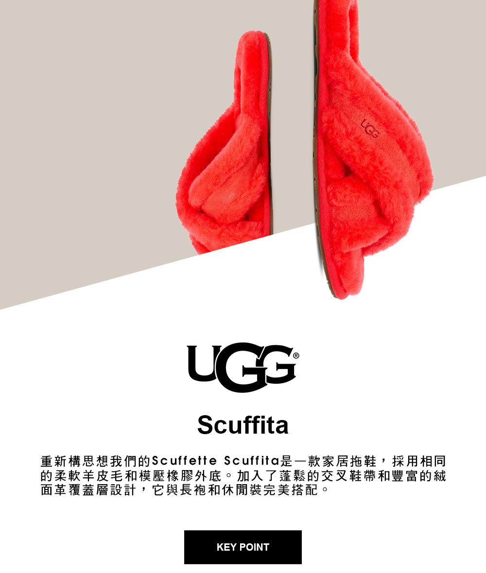 UGG 女鞋/拖鞋/懶人鞋/毛毛拖/Scuffita(櫻桃紅