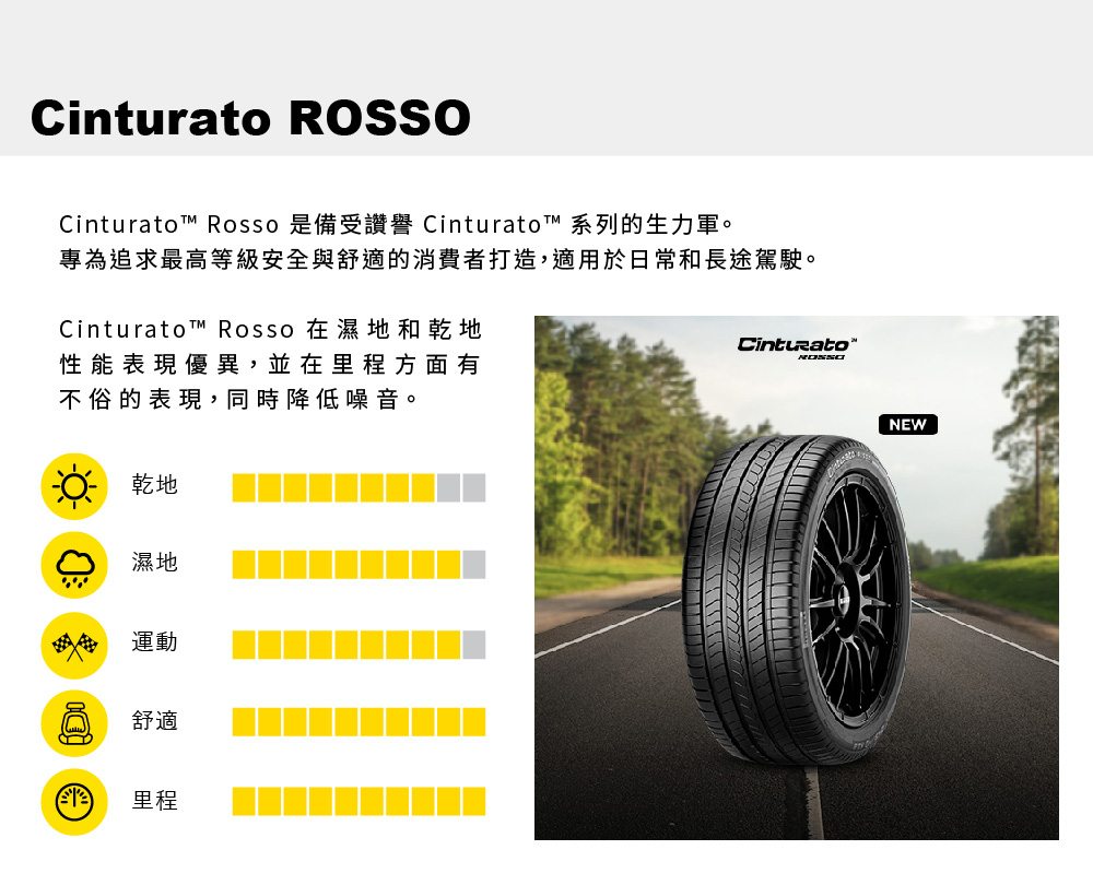 PIRELLI 倍耐力 ROSSO 里程/效率 汽車輪胎21
