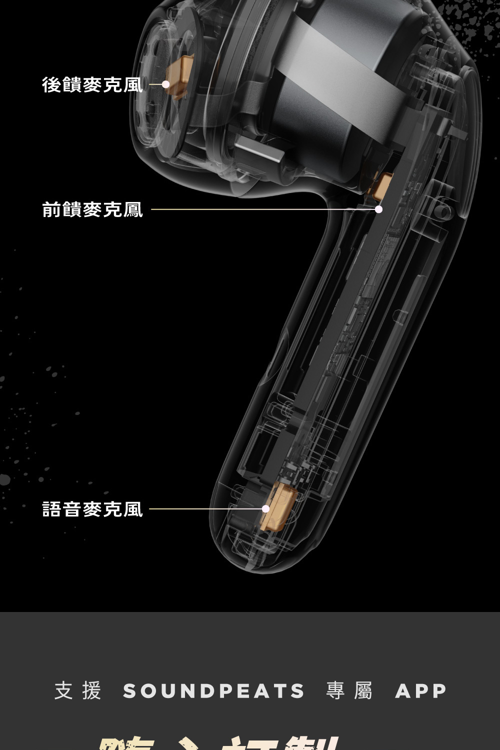 後饋麥克風 前饋麥克鳳 語音麥克風 支援SOUNDPEATS 專屬APP 