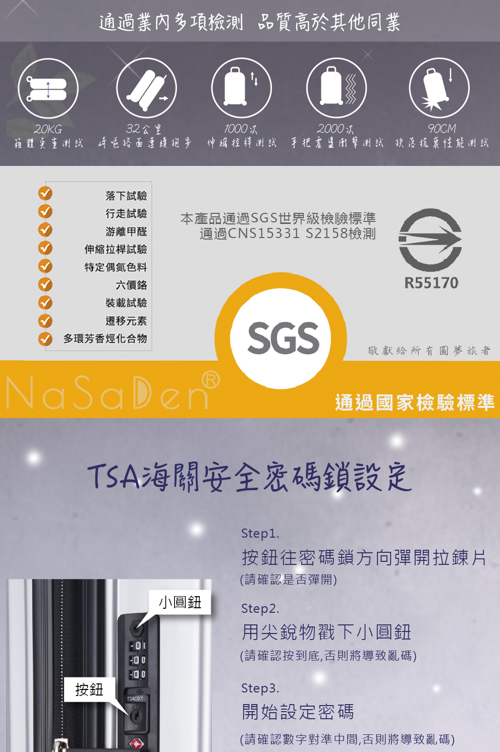 箱體实重測試崎嶇路面連續跑步伸縮拉桿測試 手把震盪衝擊測試跌落抗衰性能測試