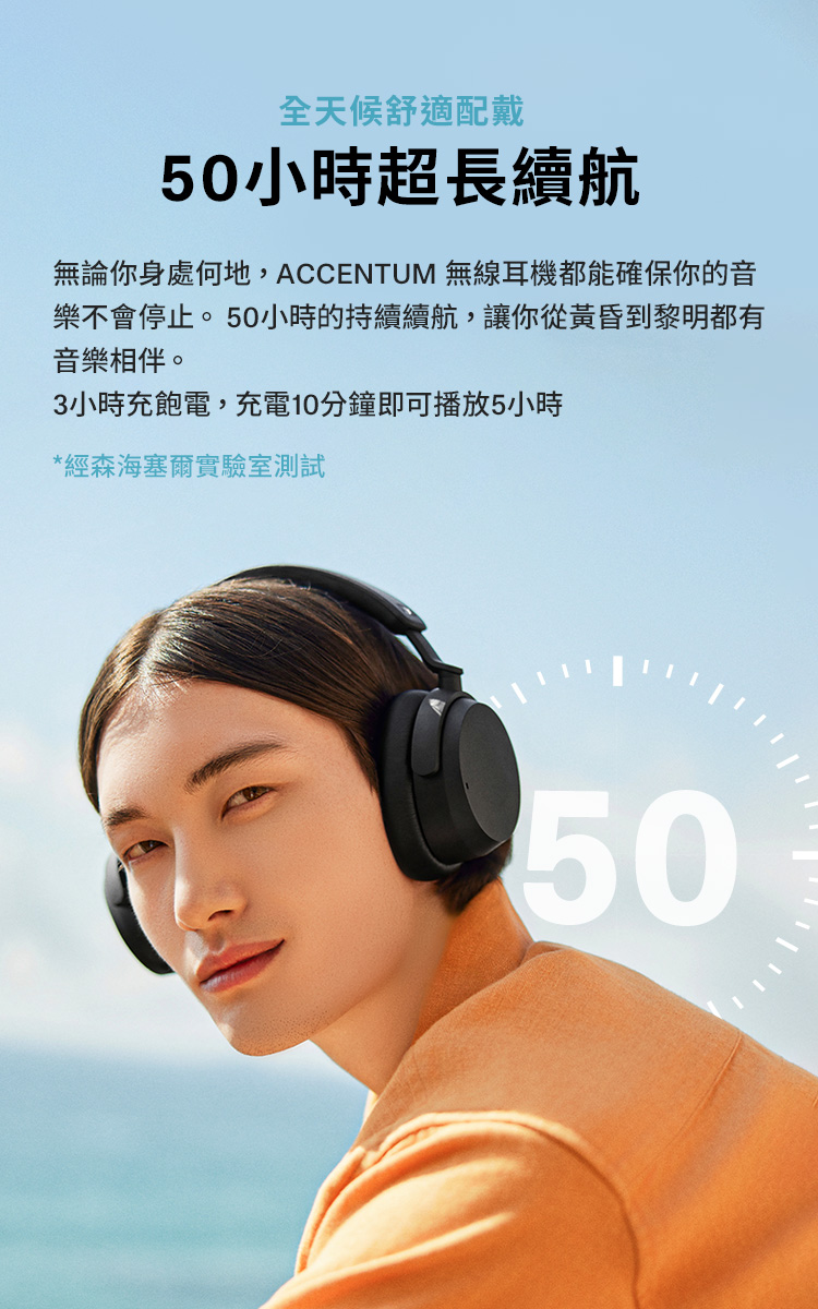 無論你身處何地,ACCENTUM 無線耳機都能確保你的音