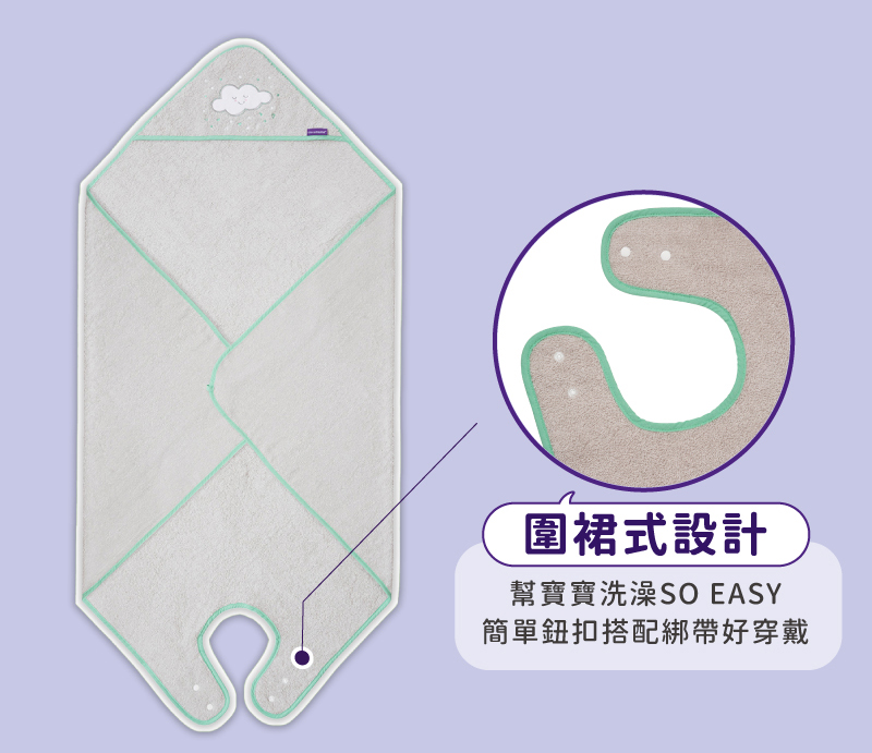 圍裙式設計 幫寶寶洗澡SO EASY 簡單鈕扣搭配綁帶好穿戴 