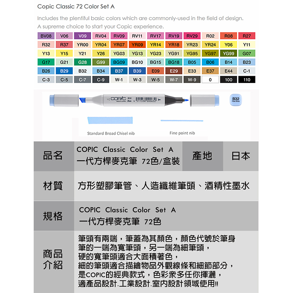 是COPIC的經典款式,色彩衆多任你揮灑,