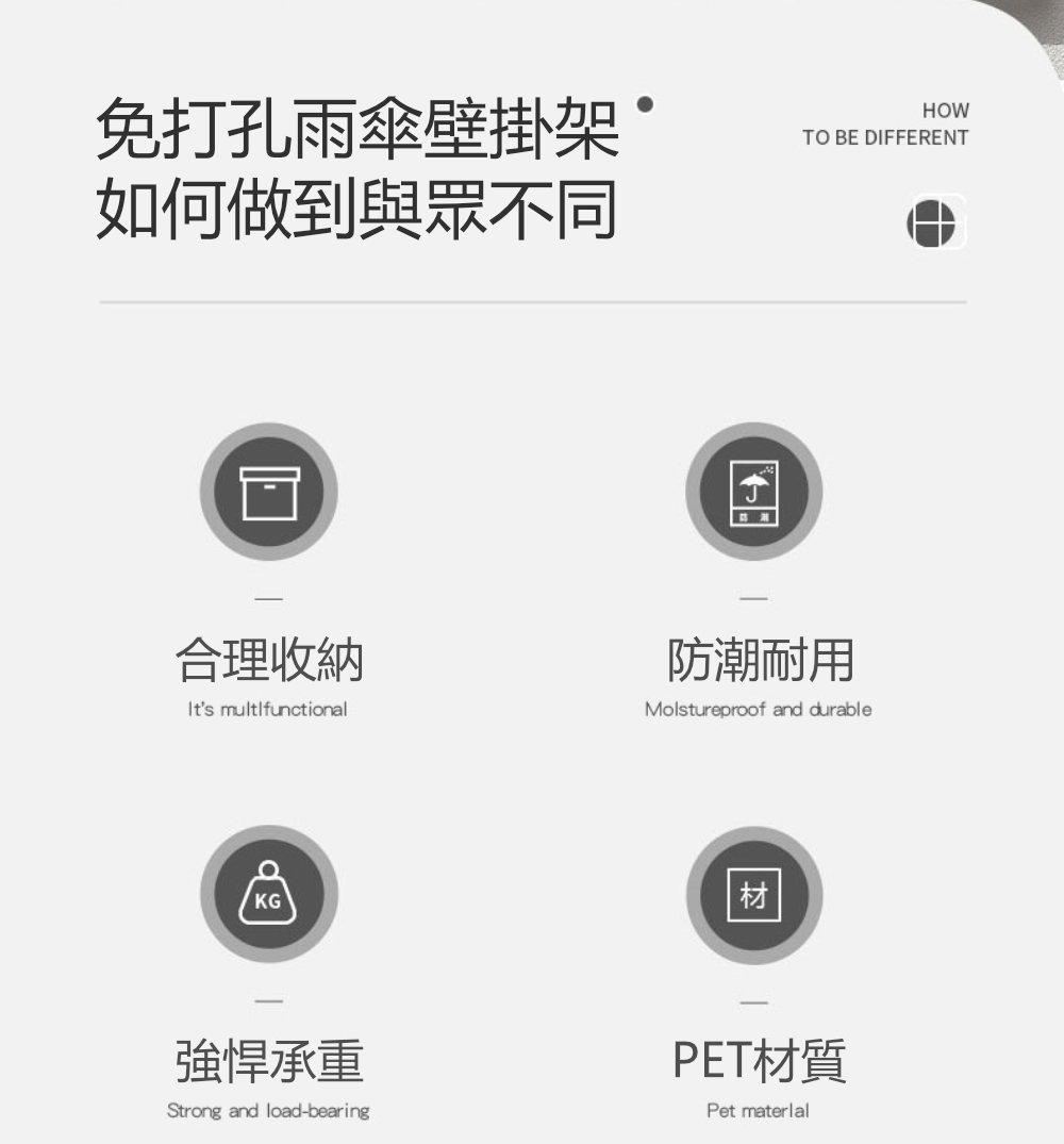 透明PET材質免釘免打孔雨傘收納架 長短款傘桶瀝水置物架(短