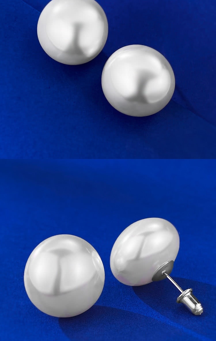 米蘭精品 珍珠耳環925純銀耳針(16mm貝珠簡約經典女耳飾