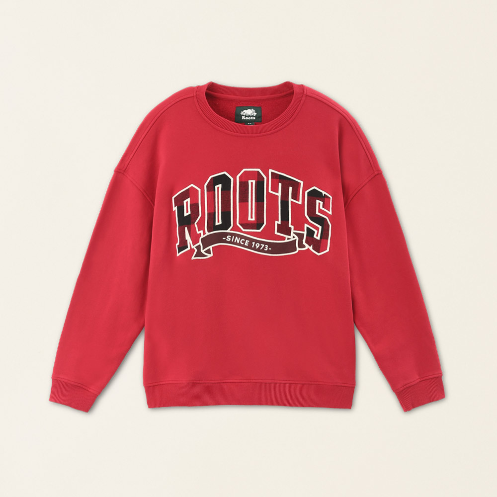 Roots Roots女裝-經典小木屋系列 刺繡貼布寬版大學