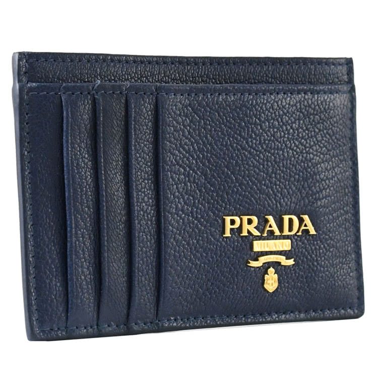 PRADA 普拉達 經典浮雕LOGO山羊皮信用卡名片8卡隨身