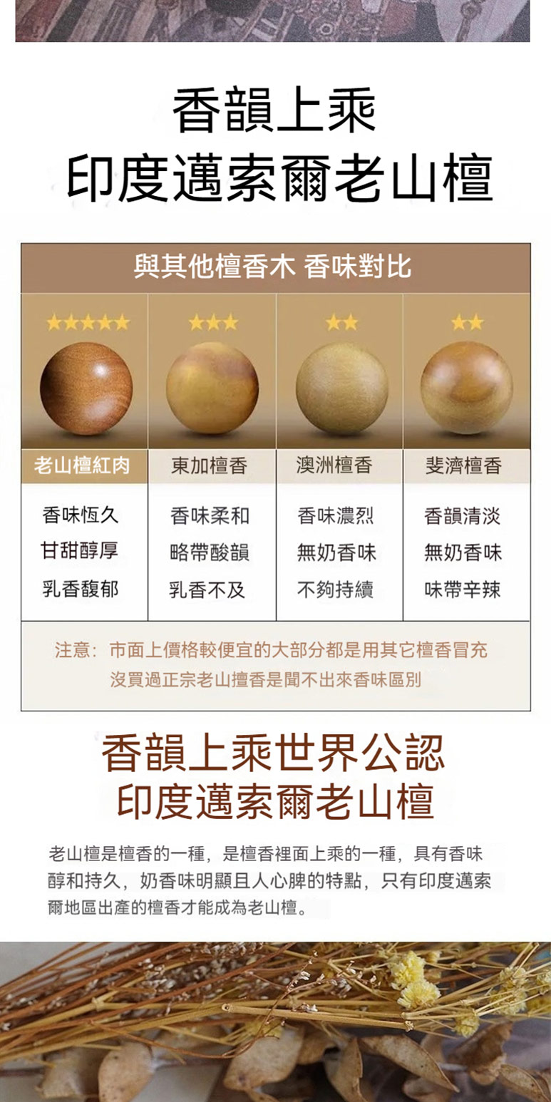 老山檀是檀香的一種,是檀香裡面上乘的一種,具有香味