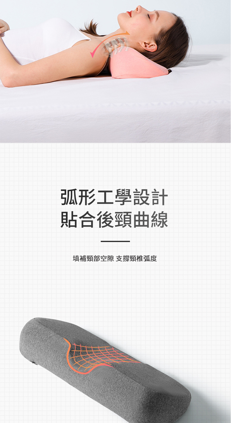 弧形工學設計 貼合後頸曲線 填補頸部空隙 支撐頸椎弧度 