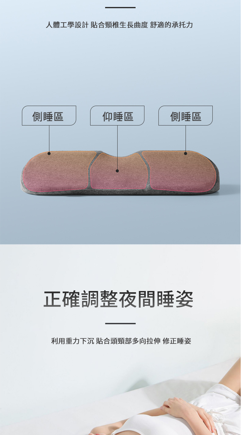 人體工學設計 貼合頸椎生長曲度 舒適的承托力