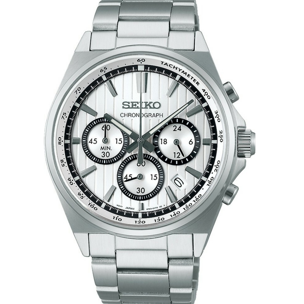SEIKO 精工 CS系列 條紋設計三眼計時腕錶 41mm(
