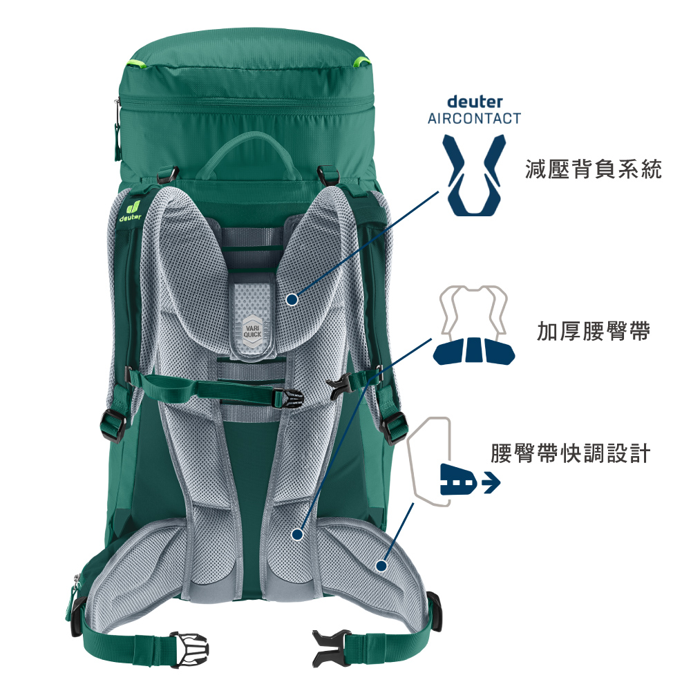 deuter FOX 拔熱透氣背包-綠色 3611222(後