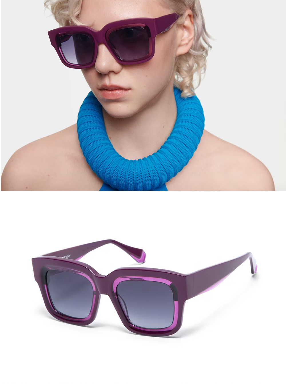 GIGI Studios 西班牙設計內圈透明歐美造型墨鏡(紫