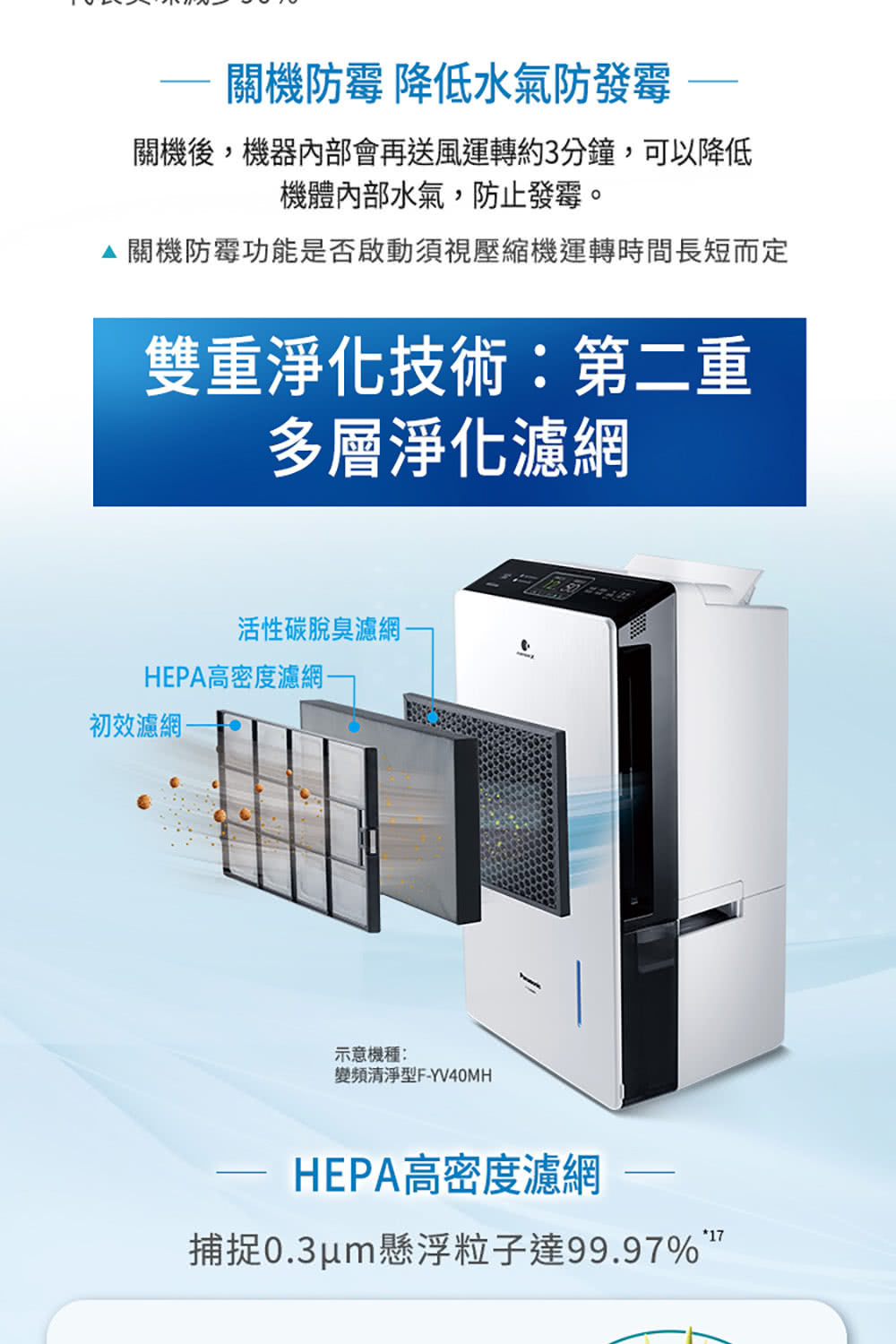 關機後,機器內部會再送風運轉約3分鐘,可以降低