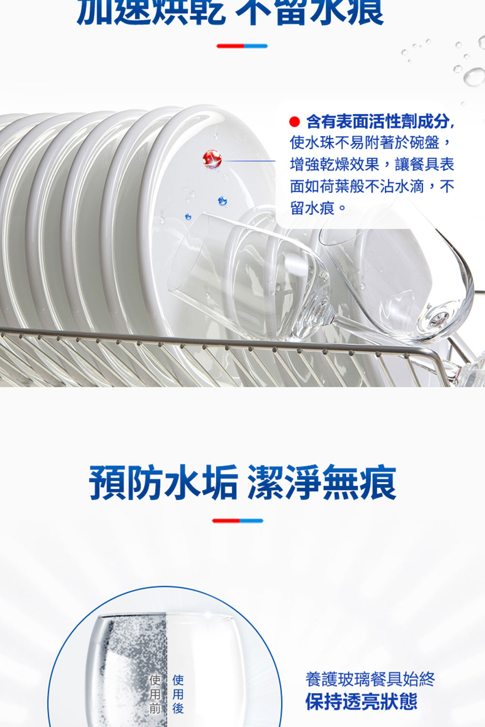 使水珠不易附著於碗盤,