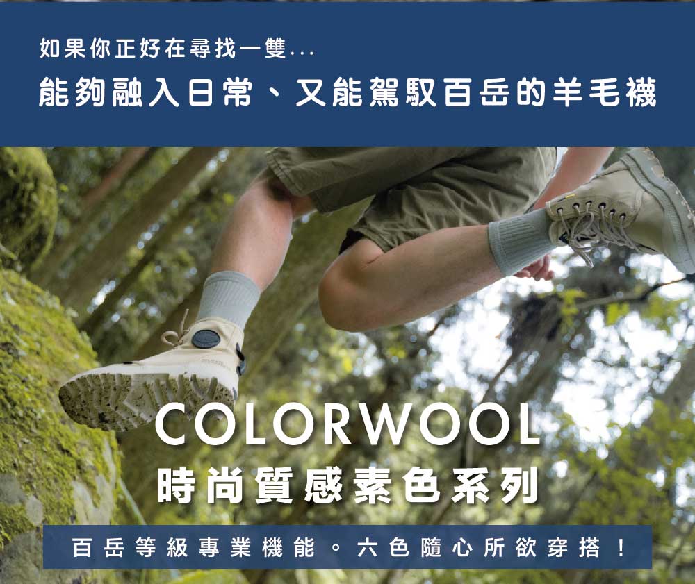 WOAWOA 3入組 經典素色 極致速乾運動羊毛登山襪(羊毛