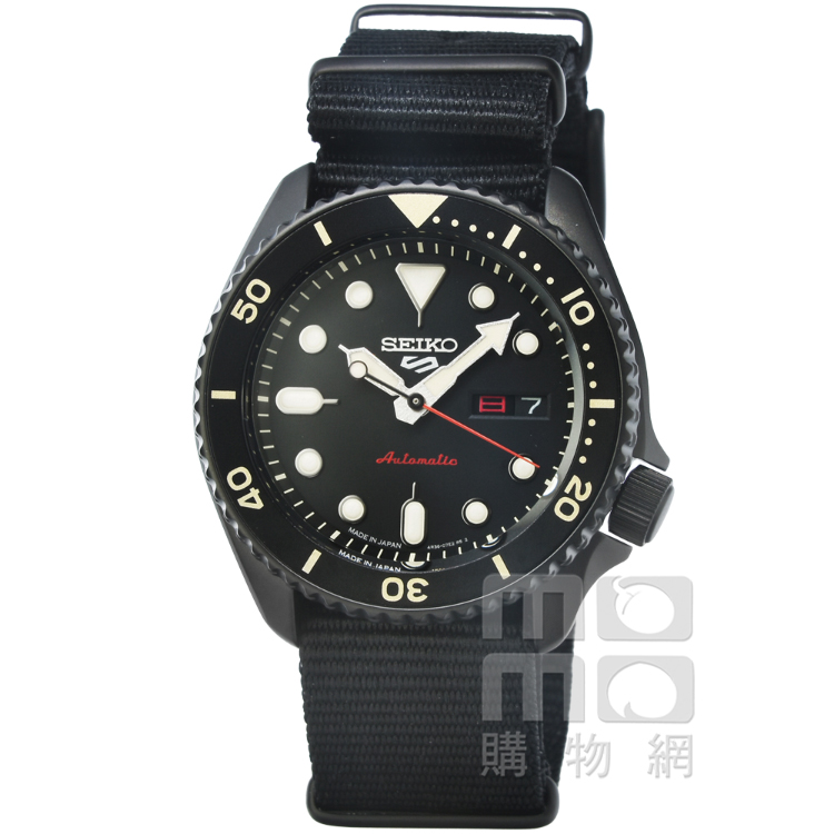 SEIKO 精工 精工次世代5號機械帆布帶腕錶-黑水鬼(SB