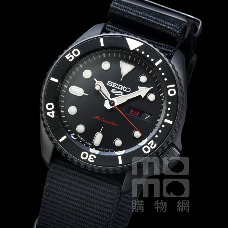 SEIKO 精工 精工次世代5號機械帆布帶腕錶-黑水鬼(SB