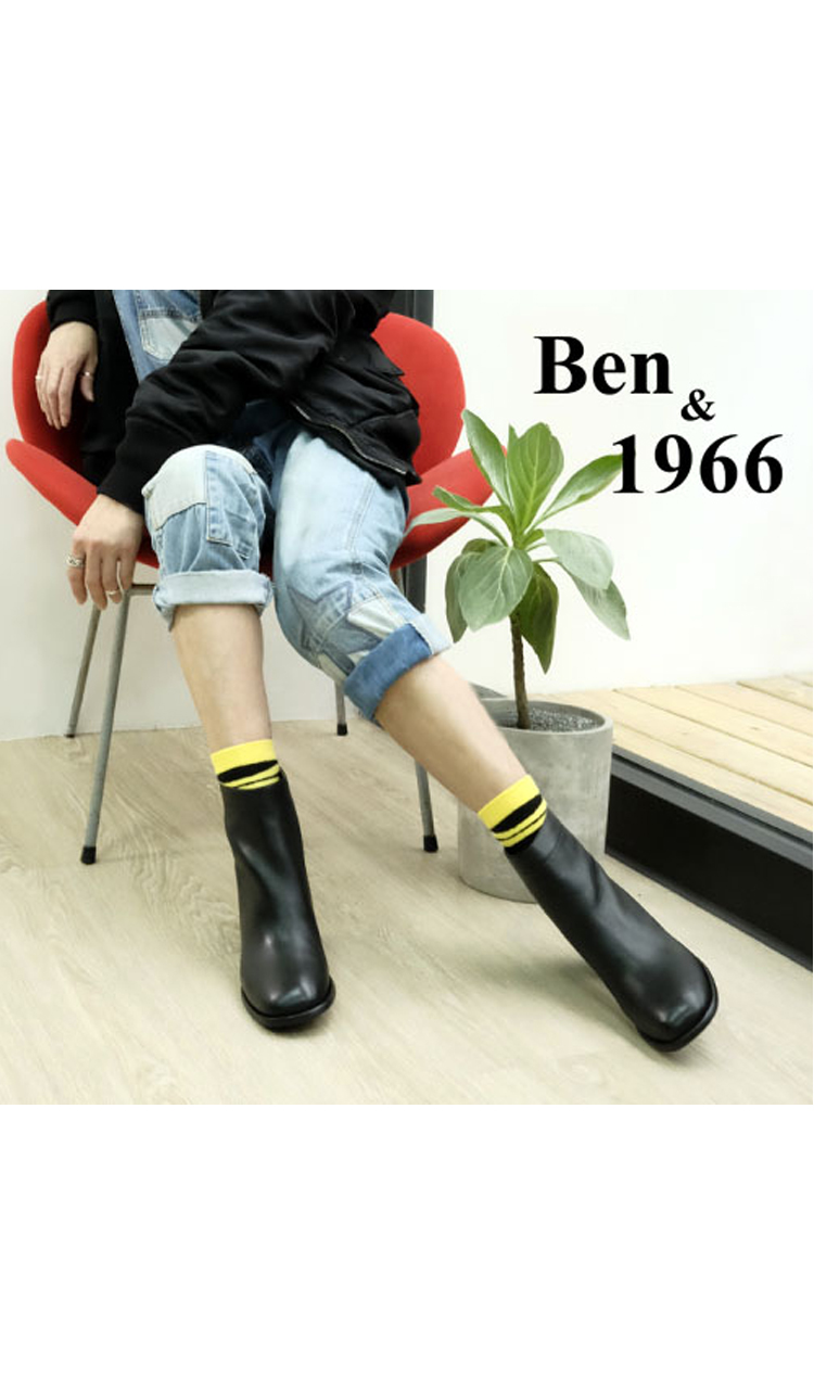 Ben&1966 Ben&1966高級頭層牛皮流行低跟短靴-