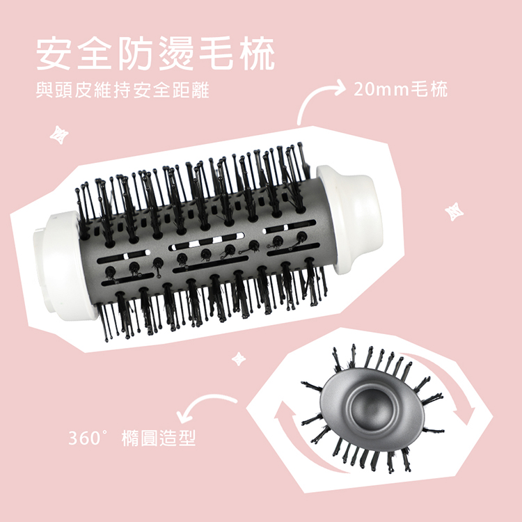 安全防燙毛梳 與頭皮維持安全距離 英語 360 橢圓造型 20mm毛梳 
