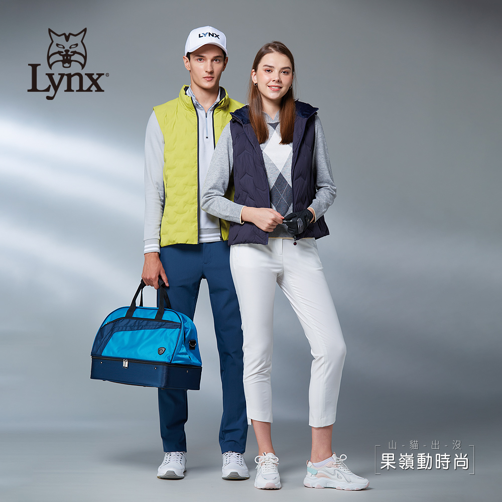 Lynx Golf 男款保暖舒適混紡經典緹花條紋設計羅紋配條